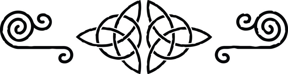 Celtic Spiral Lines and Two Triquetras Graphic