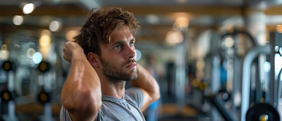 Confused person at the gym trying to figure out exercise machines and equipment with uncertainty