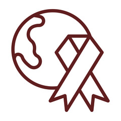 World Aids Vector Line Maroon Icon Design