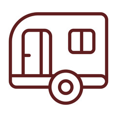 Caravan Vector Line Maroon Icon Design