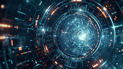 Abstract circular science fiction background with futuristic design elements
