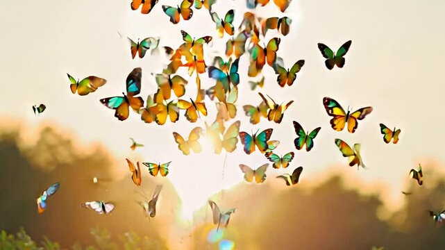butterflies floating in the air