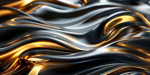 Obraz premium Abstract 3D render background with golden and black colors, perfect for modern and luxury themes. 