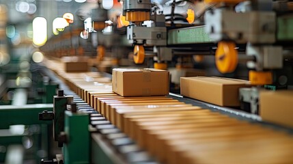 Obraz premium A close-up of eco-friendly packaging materials being used in a modern manufacturing plant.