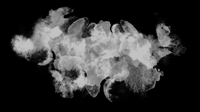 white water color ink effect on  black background, realistic ink drop, alpha layer filter, dripping slow motion spot ink splash fluid drops, digital black color explosion transition 