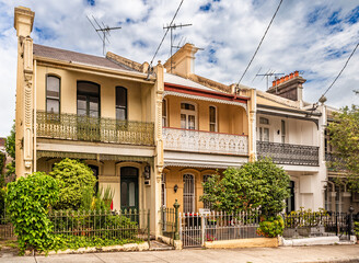 Historic Victorian terraced houses in Paddington, a district of Sydney, Australia
