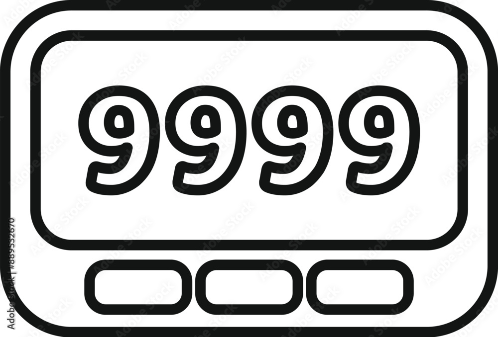 Poster pager showing 9999 emergency number icon thin line for web and mobile, modern vector illustration