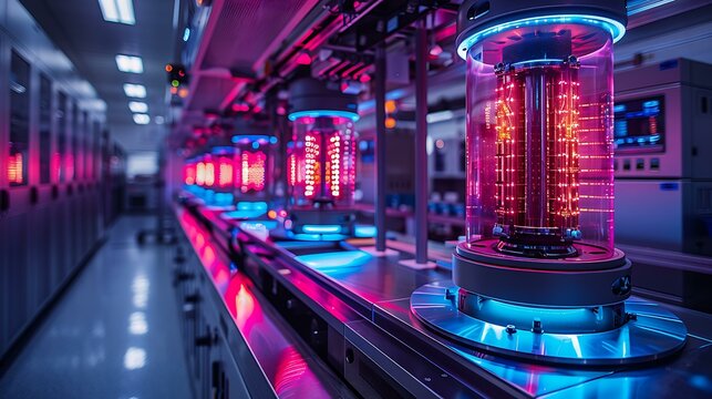 Quantum computer with intricate cooling system in a sterile laboratory