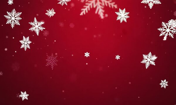 Beautiful red christmas background with bright snowflakes