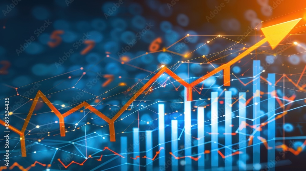 Poster abstract graph and data analysis showing growth and trends