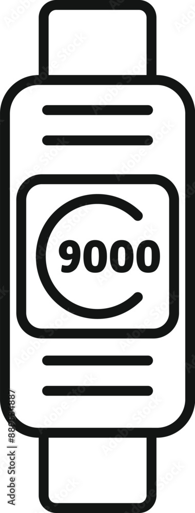 Poster electronic counter showing 9000 counts icon in outline style for web design isolated on white backgr