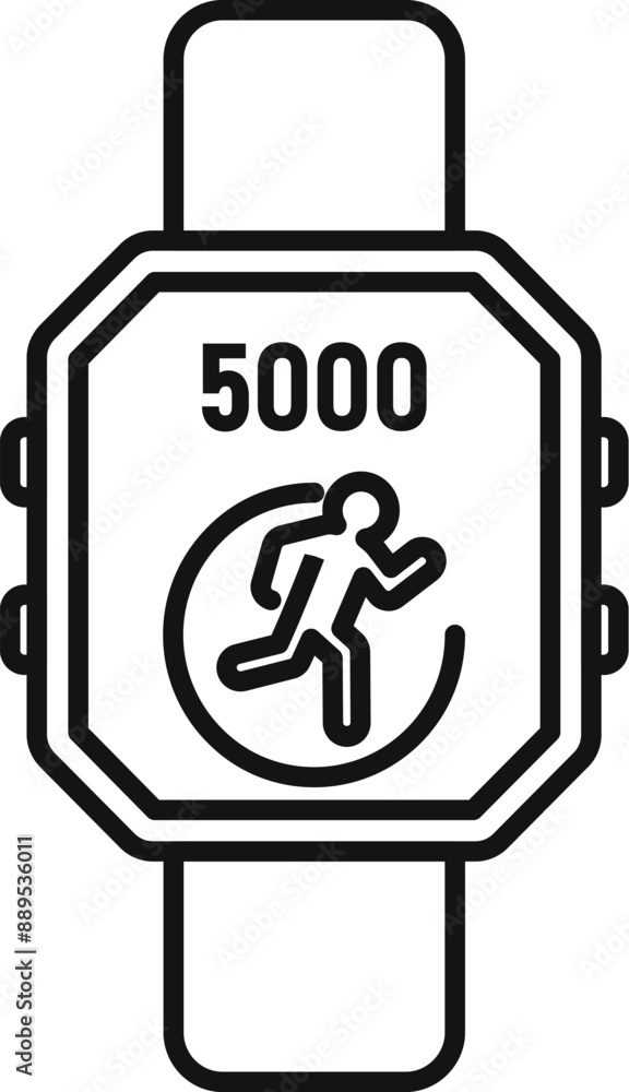 Poster simple icon of a smartwatch displaying the number of steps taken during a run