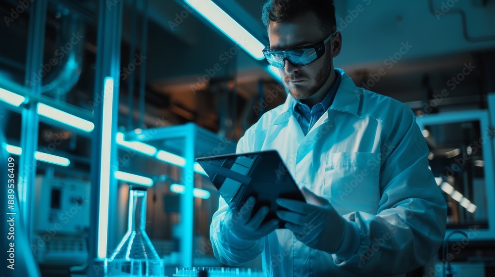 Poster using the tablet with the machine real-time monitoring system in the smart factory automotive indust