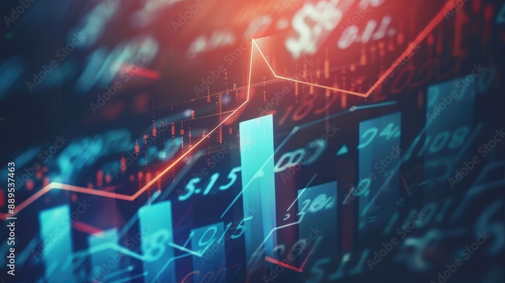 Poster financial bar graphs and data visualization with trends