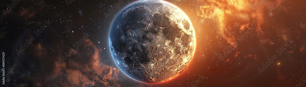 Canvas Prints a close up of a sun with a moon on it