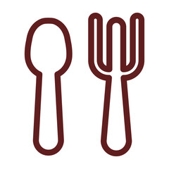 Fork Spoon Vector Line Maroon Icon Design