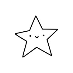 Kawaii star isolated on white background. Vector hand-drawn illustration in doodle style. Perfect for decorations, logo, various designs.
