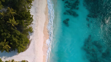 Beautiful beach drone shot, nice beach photo from bird eye, Island beach wallpaper design for screen background, ocean nice beach like water wallpapers, ocean sea waves beach. Island Surfing tropical