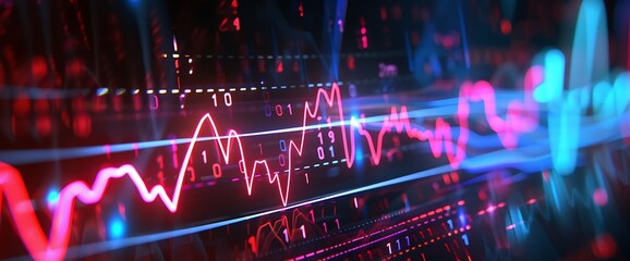 Graphical representation of stock movements resembling a heartbeat monitor, highlighting market fluctuations.