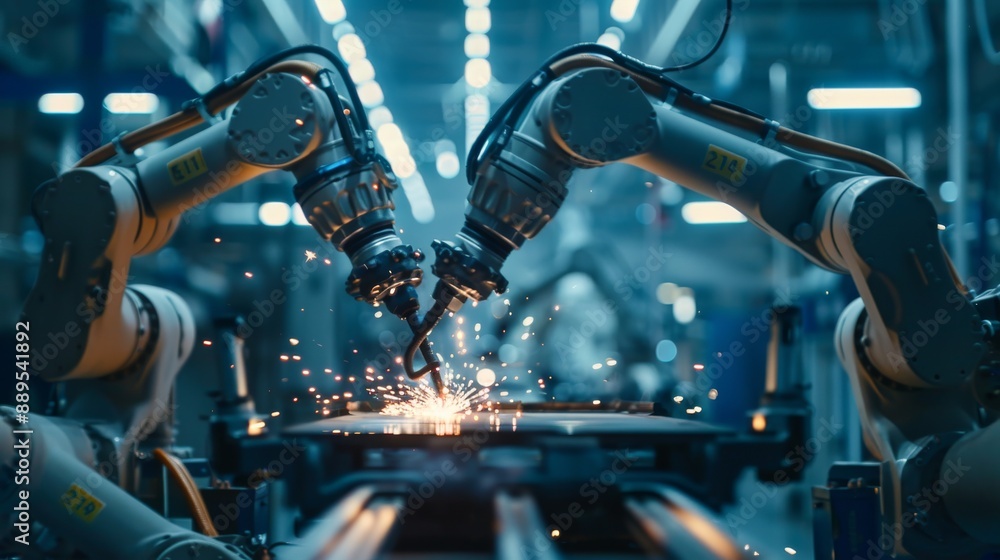 Poster managing engineering check and controlling automation robot arms in intelligent factories