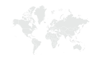 World map Grayscale,isolated on white background for website layouts,background,education, precise,customizable,Travel worldwide,map silhouette backdrop,earth geography, political,reports.