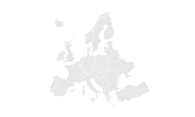 Europe map Grayscale,isolated on white background for website layouts,background,education, precise,customizable,Travel worldwide,map silhouette backdrop,earth geography, political,reports.