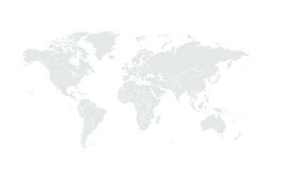 World map Grayscale,isolated on white background for website layouts,background,education, precise,customizable,Travel worldwide,map silhouette backdrop,earth geography, political,reports.