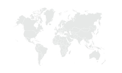 World map Grayscale,isolated on white background for website layouts,background,education, precise,customizable,Travel worldwide,map silhouette backdrop,earth geography, political,reports.