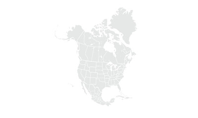 North America map Grayscale,isolated on white background for website layouts,background,education, precise,customizable,Travel worldwide,map silhouette backdrop,earth geography, political,reports.