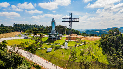 aerial view of the Nossa Senhora de Lourdes Sanctuary in Ituporanga, Santa Catarina