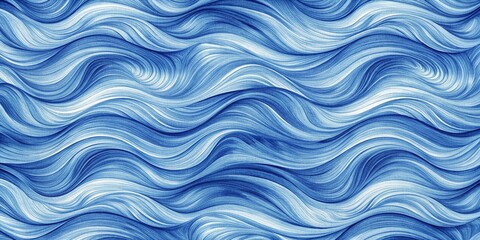 Blue ocean waves seamless pattern for background