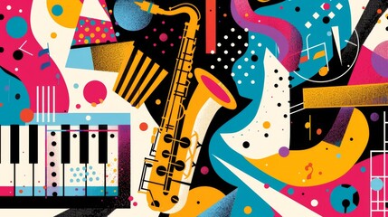 Obraz premium Abstract Jazz Music Pattern.
