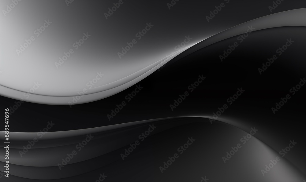 Poster an abstract image featuring smooth, flowing waves in varying shades of black and gray. the design cr