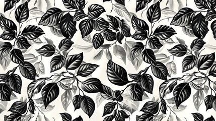 Black and White Botanical Pattern
