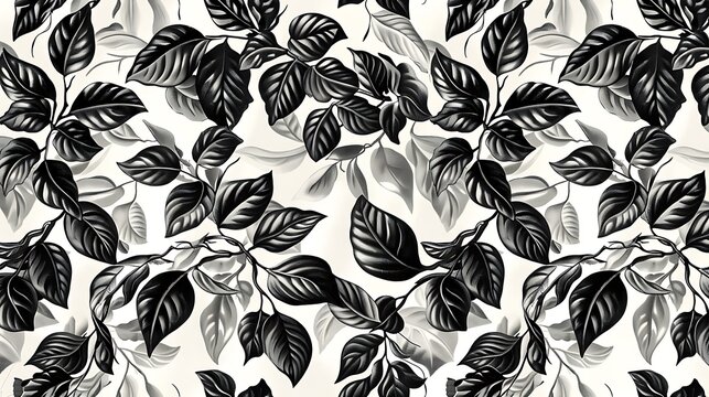 Black and White Botanical Pattern