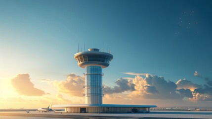 Naklejka premium Control tower of an airport