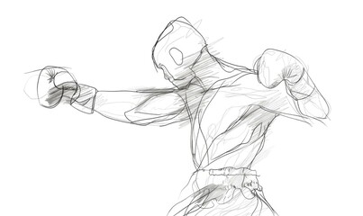 Line drawing of a boxer throwing a punch.
