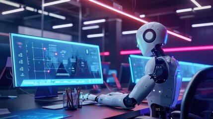 AI marketing agency, AI experts working on AI tools, modern technology in AI agency concept