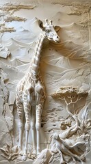 Beautiful animal 3d relief wallpaper. Mural wallpaper. Wall art. AI generated illustration