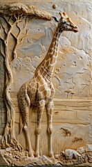 Beautiful animal 3d relief wallpaper. Mural wallpaper. Wall art. AI generated illustration