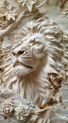 Beautiful animal 3d relief wallpaper. Mural wallpaper. Wall art. AI generated illustration