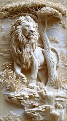 Beautiful animal 3d relief wallpaper. Mural wallpaper. Wall art. AI generated illustration