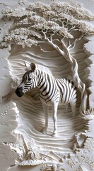 Beautiful animal 3d relief wallpaper. Mural wallpaper. Wall art. AI generated illustration