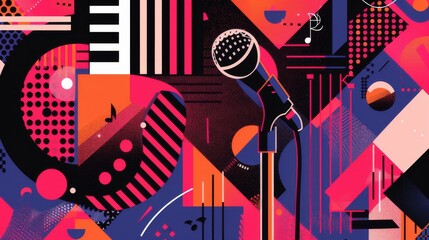 Abstract Music Design with Microphone.
