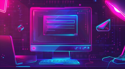 Neon Computer Workstation.
