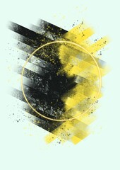 Abstract design art gold black and yellow cober gold frame