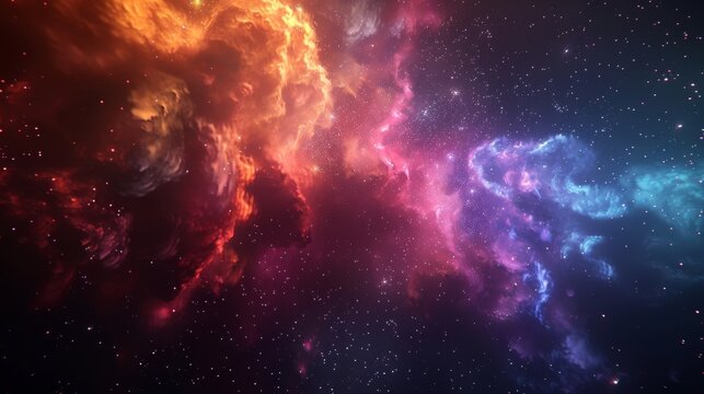 Colorful galaxy clouds nebula background wallpaper, space and cosmos concept, supernova, night stars hd