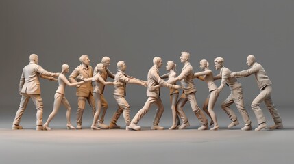 Facilitating communication and conflict resolution to promote 3D render clay style of A positive and inclusive team dynamic , no contrast, clean sharp focus