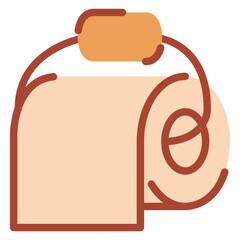 Toilet paper roll. Toilet paper with holder.Outline vector illustration.Isolated on white background.