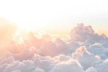 Fototapeta premium Professional photograph of fluffy cirrostratus clouds bathed in sunset light, isolated on white background